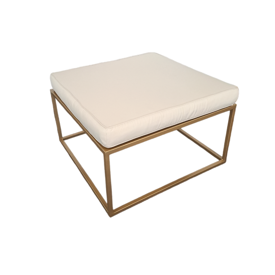 POUF Gold Iron 80x80x40h with Cushion