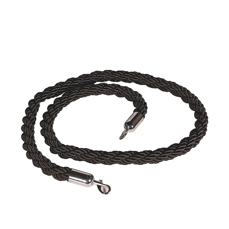 TENSABARRIER Twisted rope black colour 150cm (Stainless steel Snap Hook) 