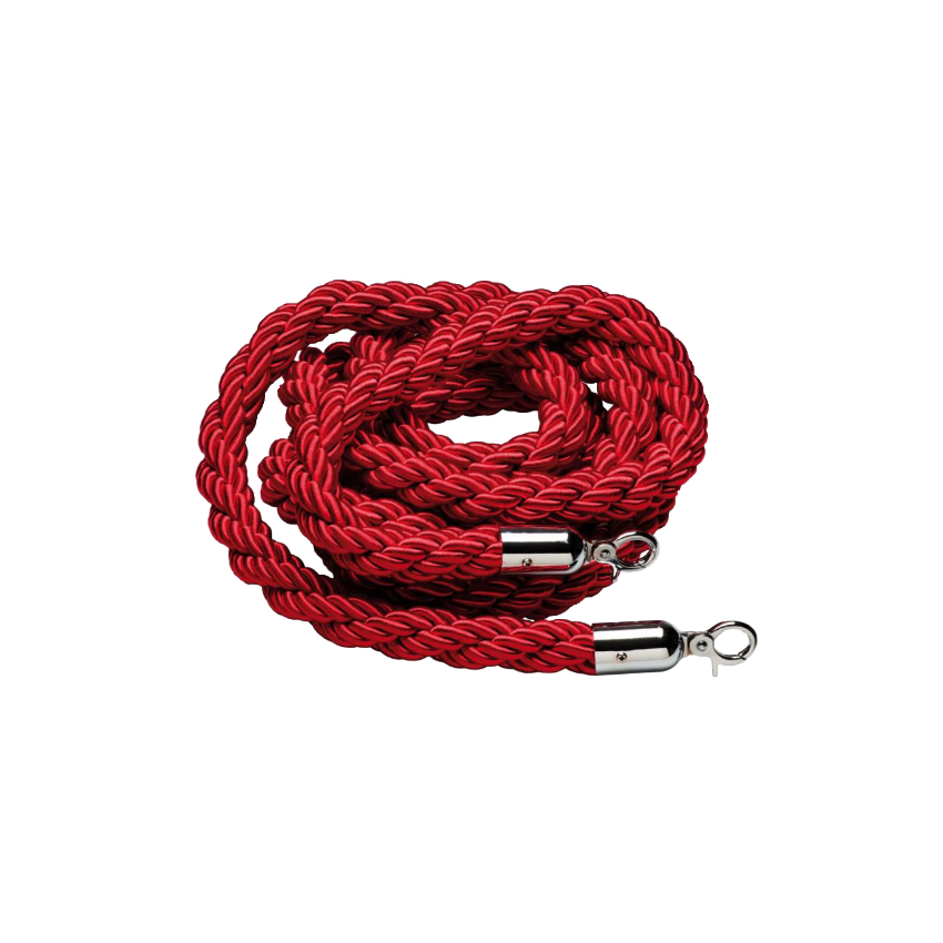 TENSABARRIER Twisted rope red colour 200 cm (stainless steel Snap Hook) 