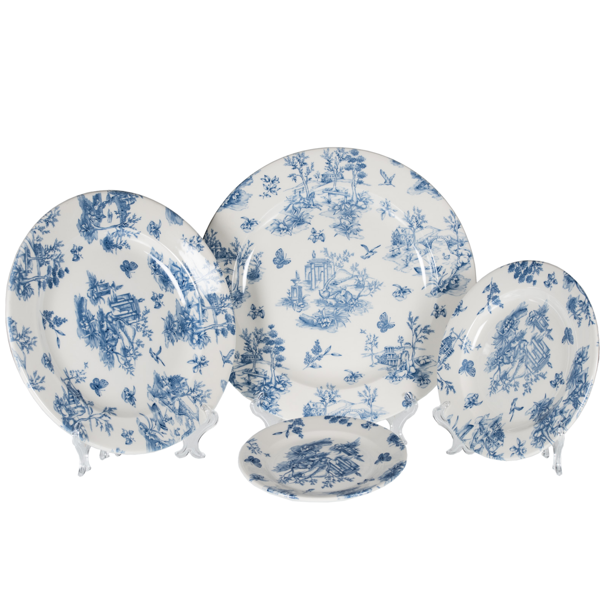 DINNER Plate Toile Blue Decor cm 27,6