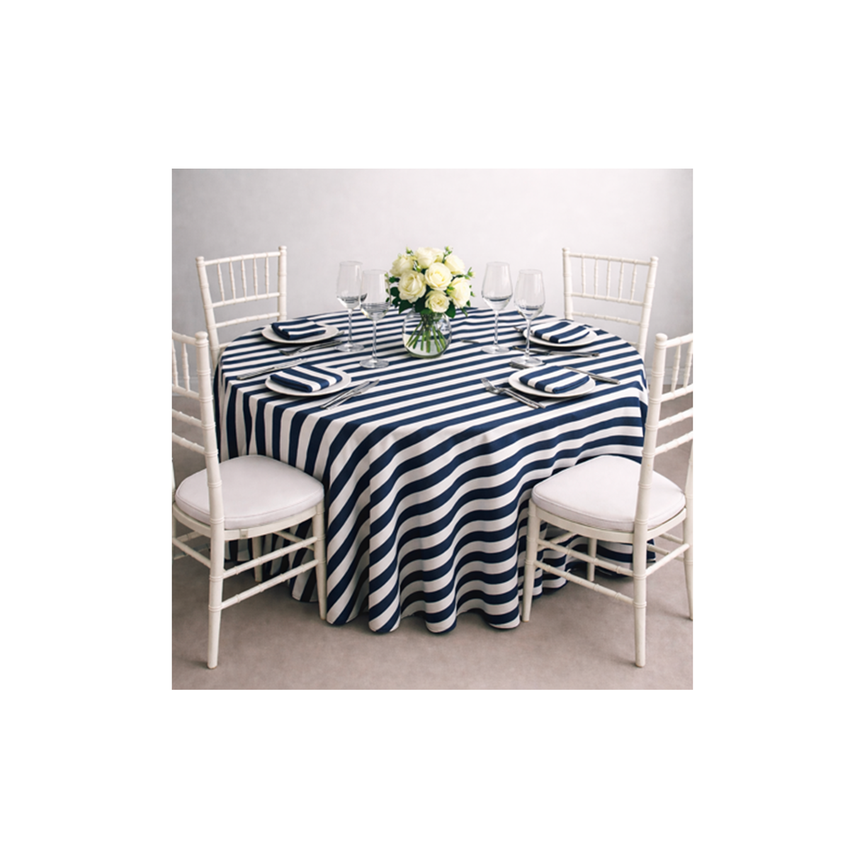 TABLE CLOTH White/Blue Striped 240X240 cm