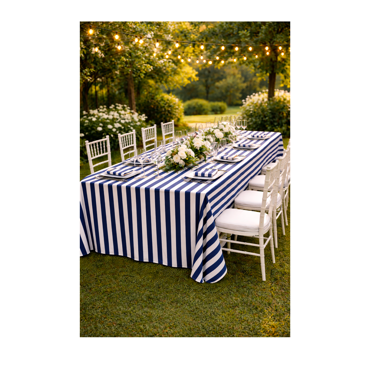 TOVAGLIA Rigata Bianco/Blu 300x300 cm