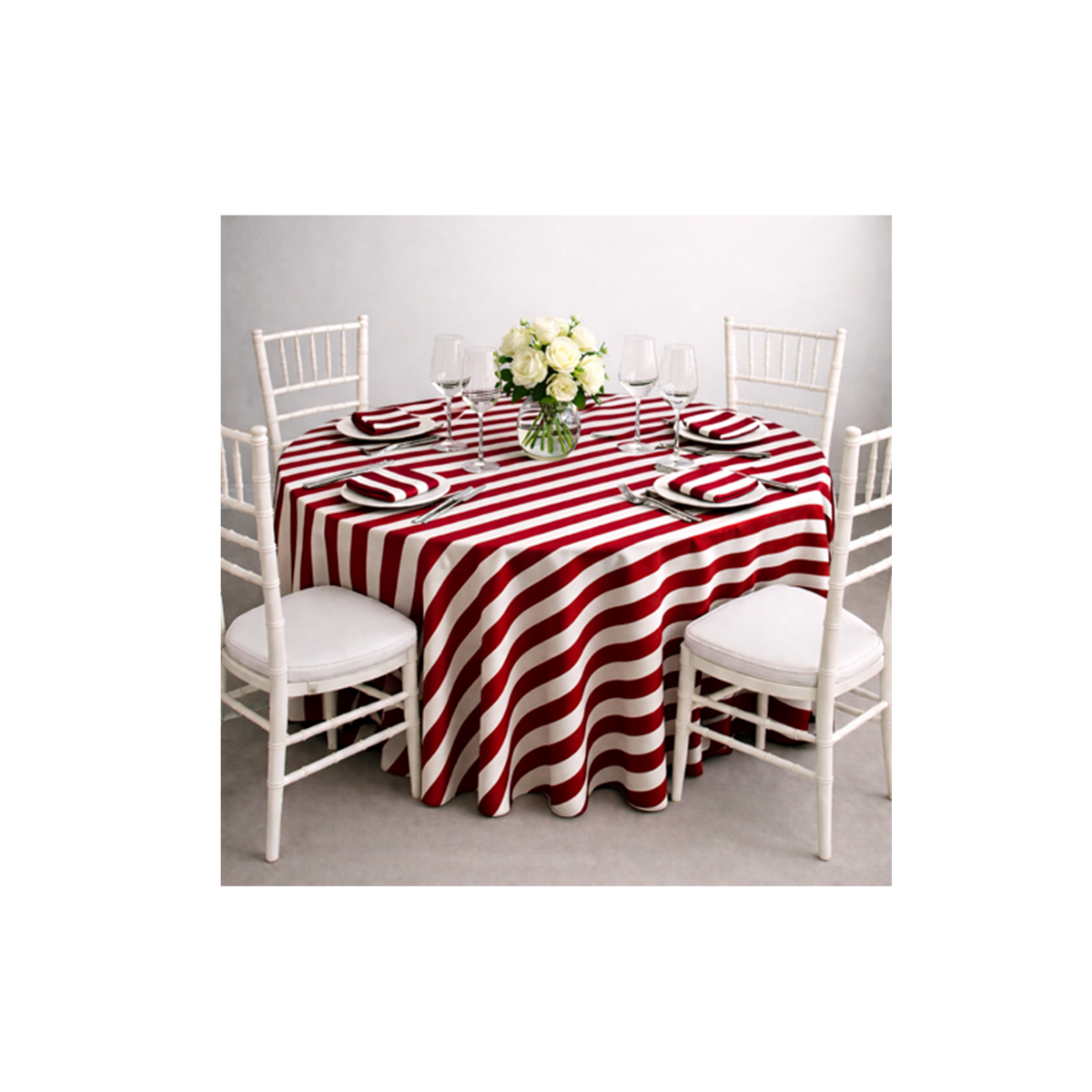 TABLE CLOTH White/Red Striped 240X240 cm
