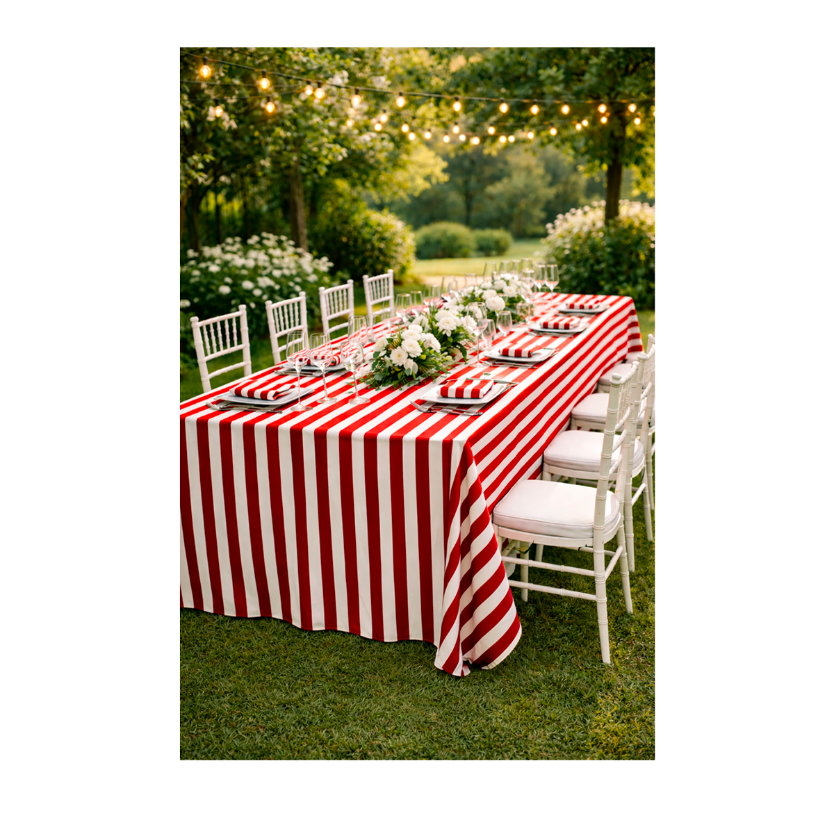 NAPKIN White/Red Striped (packs of 10)