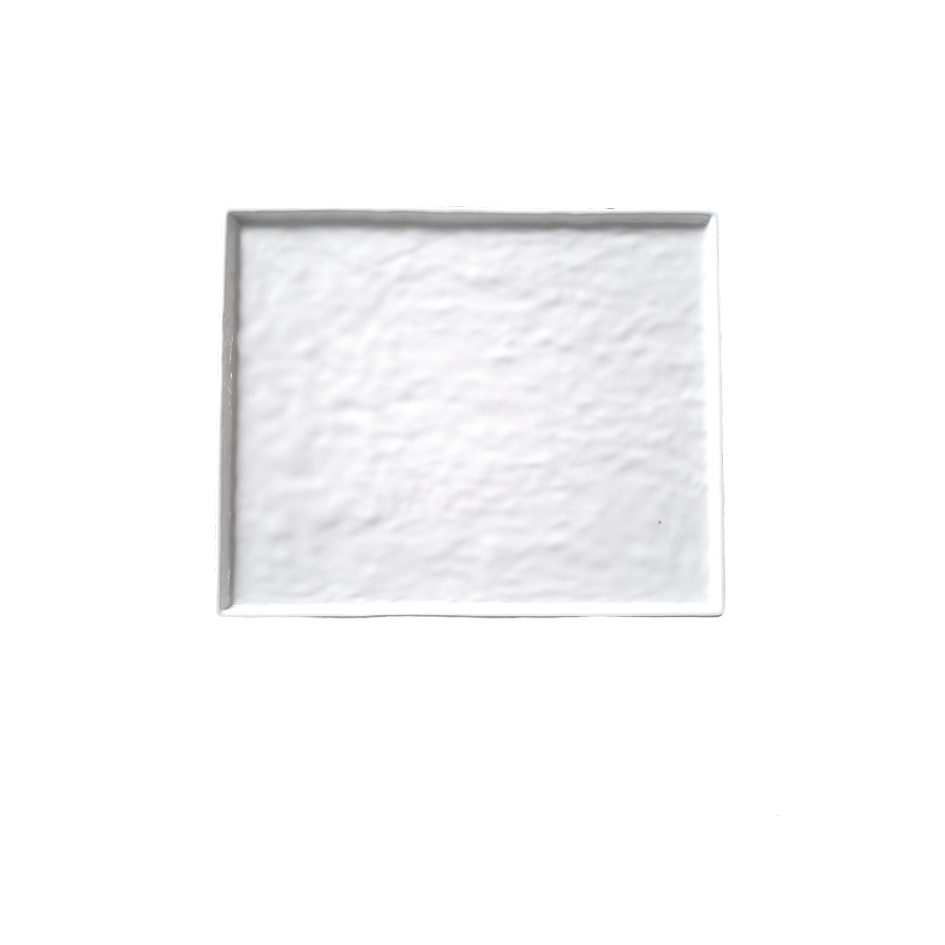 VASSOIO Melamina Rettangolare Bianco Effetto Pietra con Bordo cm 32,5x26